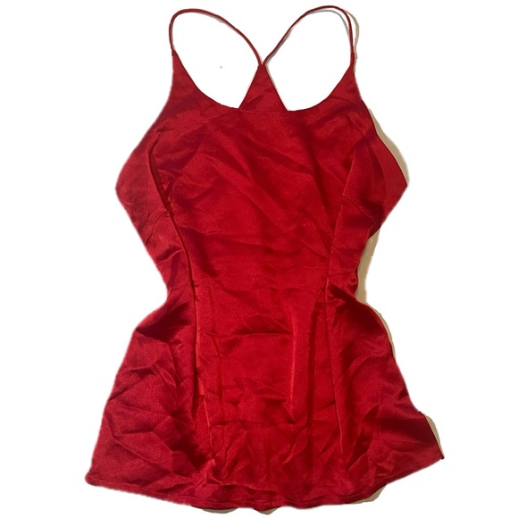 Tops - Cute Red Satin Tank Top